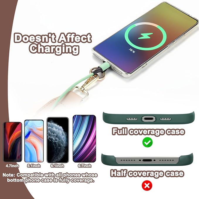 XANGNIER Clip and Go Strap for Phone with Wallet Crossbody, Phone Strap with Zippered Wallet, Adjustable Anti-Theft Cellphone Lanyard for Women, Cellphone Chain Accessories, Multicolor 7
