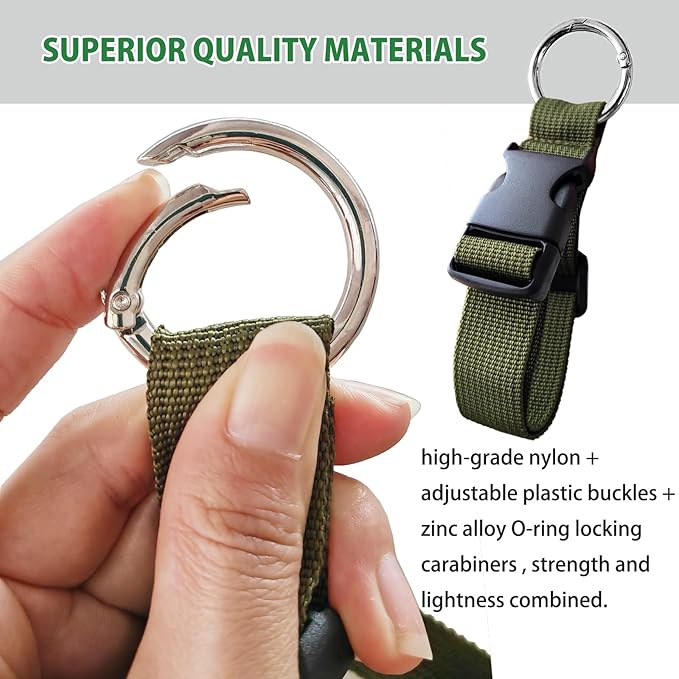 3 Pcs Add a Bag Luggage Strap Jacket Gripper, Luggage Straps Baggage Suitcase Belts Travel Accessories with O-Ring - Make Your Hands Free, Easy to Carry Your Extra Bags - Army Green