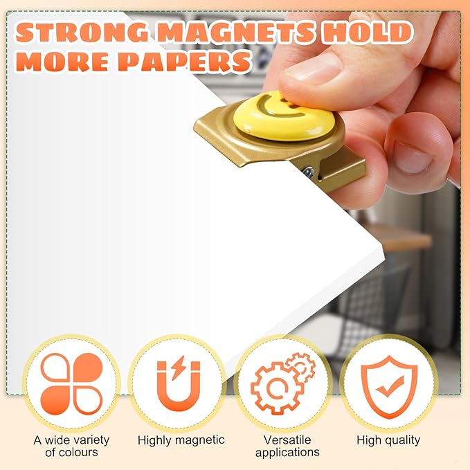 8Pcs Colorful Magnetic Clips – Palette Happy Face Fridge Magnets Set for Artwork Display, Whiteboard, Locker & Family Organization