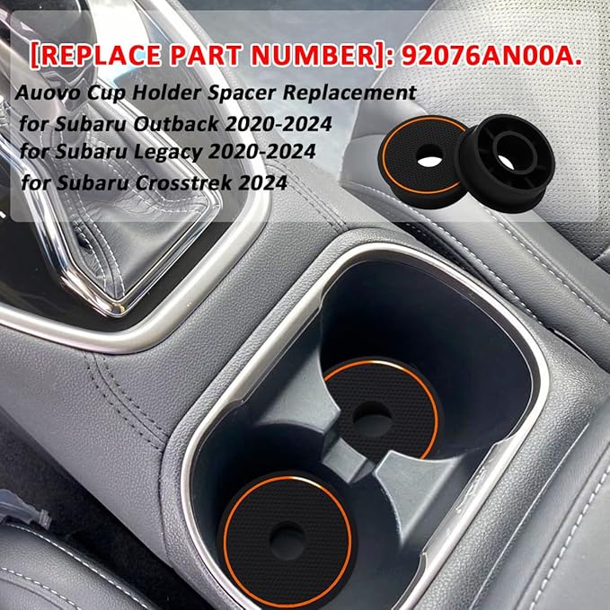 Auovo Cup Holder Spacer Replacement Fit for Subaru Outback Legacy Accessories 2020-2024 Silicone Cup Riser Cup Holder Insert Spacers for Kia Telluride Crosstrek Accord Trax RAV4 (2pcs, Orange Trim)