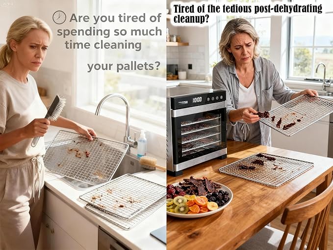 Silicone Dehydrator Sheets 14x14: 10-packs Fine Mesh Liners for Drying Tray - Nonstick Reusable - Compatible with Excalibur Magic Mill & Cosori - Jerky Herbs Fruit