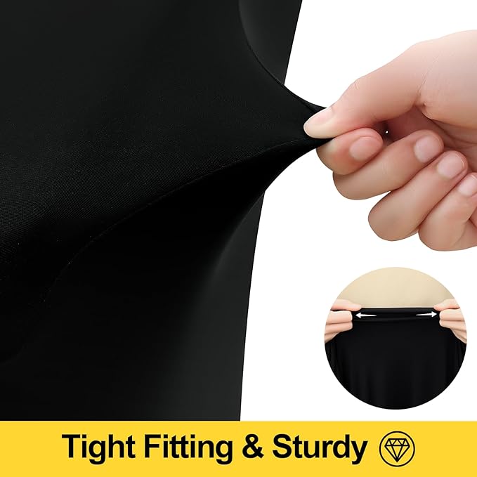 Smiry Spandex Tablecloth, Elastic Fitted Stretch Tablecloth for 5FT Rectangle Tables, Waterproof Washable Table Cover Skirt for Outdoor, Wedding, Banquet & Parties (Black, 60Lx30Wx30H Inch)