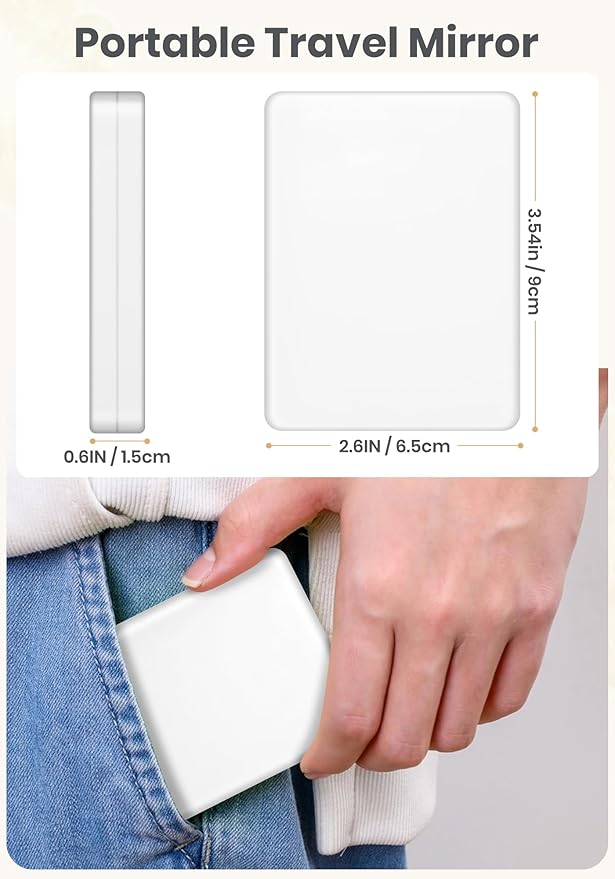 Compact Mirror, Rechargeable 30X Magnifying Mirror with 3 Lighting Modes & Dimmable Brightness, Portable Travel Makeup Mirror with Light, Essentials for Travel, Pocket, Purse, Gifts for Women White