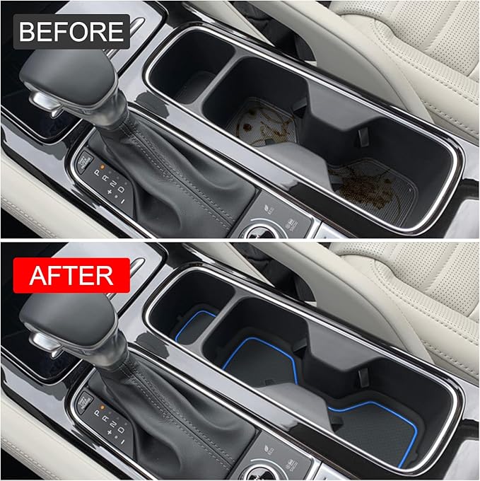 Cup Holder Coaster for Kia Telluride Accessories 2020 2021 2022 2023 2024 2025 Silicone Cup Holder Insert Mat Non-Slip Center Console Pad Car Interior Accessories Decoration (Blue Trim,6-pcs kit)