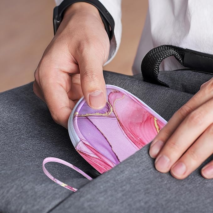 Electronics Organizer Travel Case, Cable Organizer Travel Essentials Tech Pouch,Suitable for Charger, Cable, Phone，Flash Drive,Pink Marble