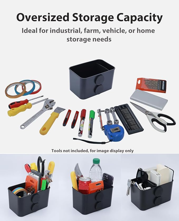 Magnetic Storage Box for Metal Surfaces, Magnetic Cup Holder Magnet Organizer Holder Holds Phones Glasses Keys Tissues, Fits Golf Carts, Forklifts, Tractors, School Bus