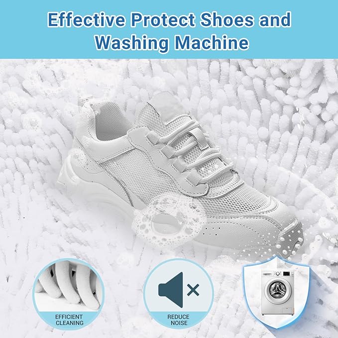 Teletrogy Large Shoe Bag for Washing Machine, Two-Zone Design, 2 Mesh Pockets, One-Step Wash for Complete Cleaning, Durable Invisible Zipper Sneaker Laundry Bag Home Dorm Essentials 9.45" x 13.8"