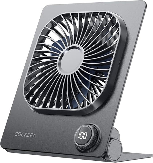 Desk Fan, 6.61''Ultra-thin 5000mAh Battery Powered Fan with Powerful Wind,100 Speeds Adjustable&Digital Display,Timer,Ultra-quiet Small Portable Fan for Bedroom,Office,Travel,Summer Essentials