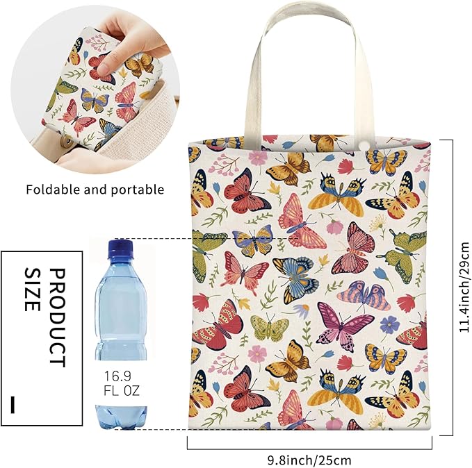Cute Car Trash Can, Hanging Canvas Car Back Seat Organizer and Storage Bag, Funny Car Trash Bag for Travelling, Outdoor Cute Colorful Butterfly