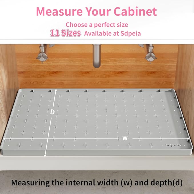 Sdpeia Under Sink Mat 28"×22" Waterproof Silicone Cabinet Liner & Sink Protector for Kitchen & Bathroom, Multi-Purpose Organizers Tray for Pets, Laundry, Cat Litter Mat