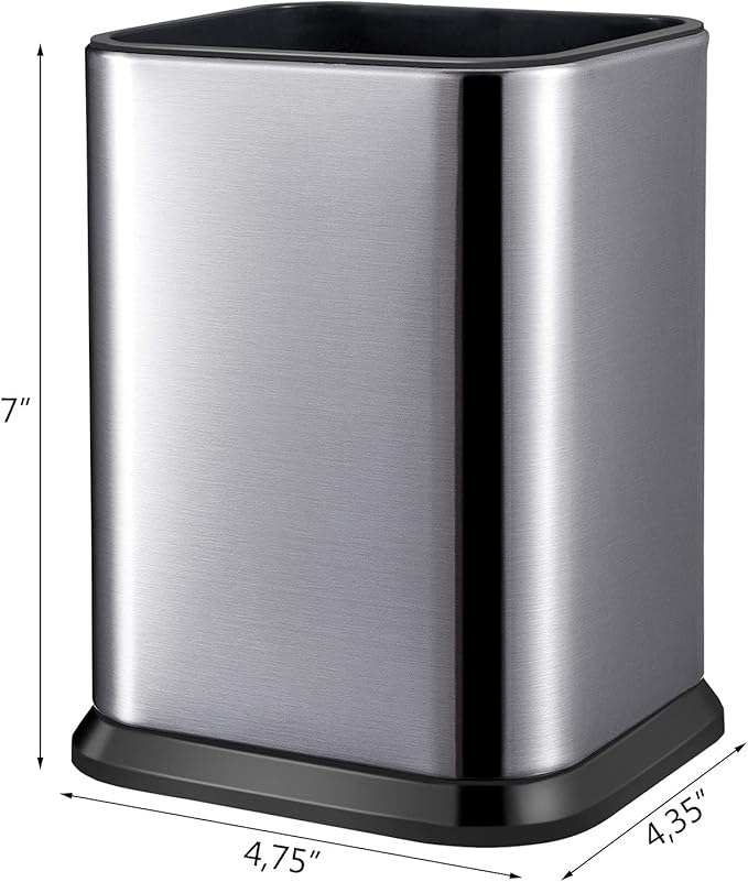 RedCall Stainless Steel Kitchen Utensil Holder for Countertop, Spoon Spatula Organizer, Modern Rectangular Large Cooking Utensil Caddy Counter, Utensil Crock Silver