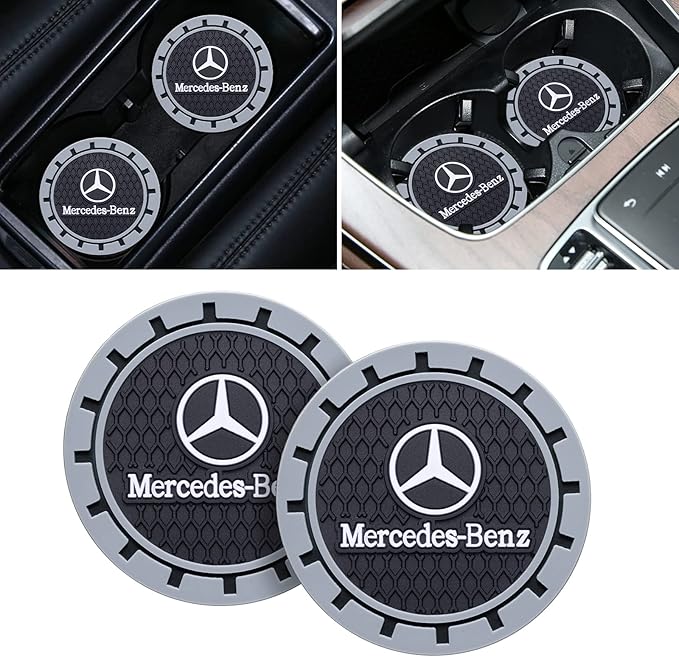 Car Cup Coaster, 2PCS Universal Non-Slip Cup Holders, Compatible with Mercedes Benz Series Car Cup Holder Coasters，Car Drink Coaster Holder Accessory, Black