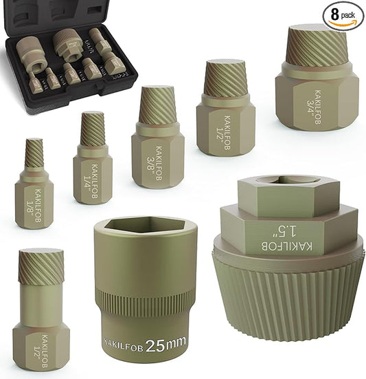 1.5'' Tub Drain Extractor, 8PCS Pipe Nipple Extractor Set with 1-inch Socket, Remove the Old, Broken, Stubborn, Rusted Drain Tub Bathtub Stopper, Strong Grab Plumbing with Storage Case