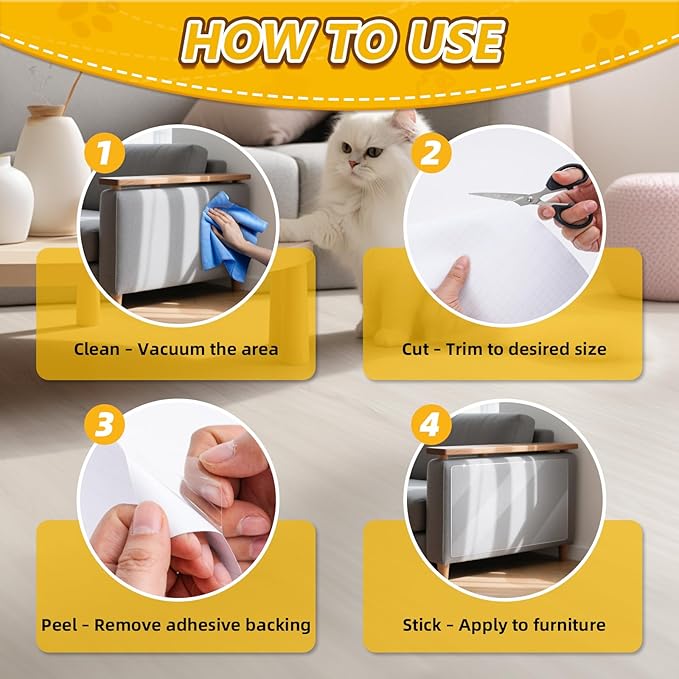Anti Cat Scratch Furniture Protector, 18 Pcs Self-Adhesive Couch Protector for Cat Claws, Heavy Duty Couch Cover Furniture Protectors from Cats Scratching Tape for Sofa, Corner, Door, Chair