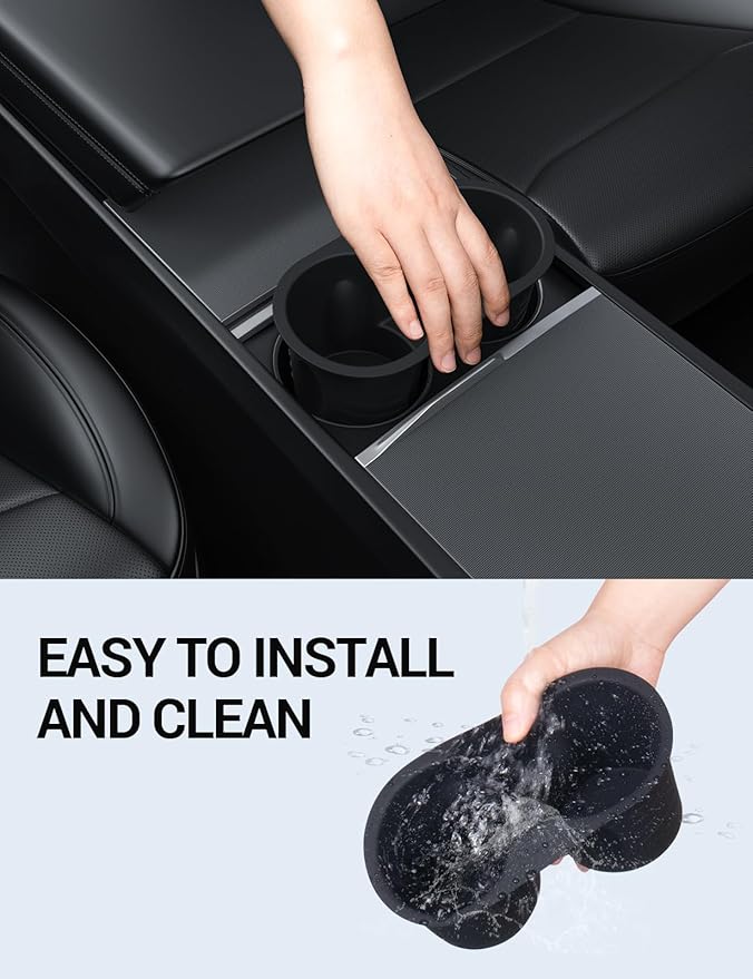 Motrobe Cup Holder Insert for 2025 2026 Tesla Model Y Juniper 2024 2025 2026 Model 3 Highland Anti-Shake Silicone Console Cupholder Tesla Accessories (Standard/Premium/Performance)
