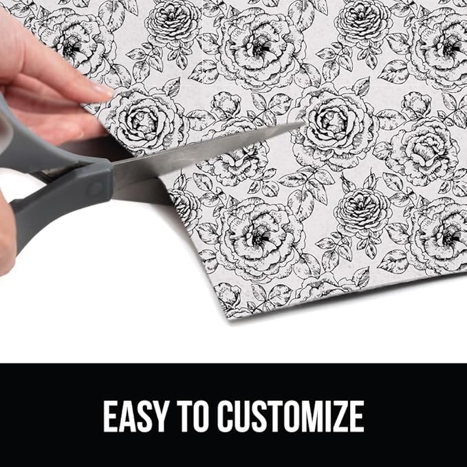 GORILLA GRIP LeakGuard Non-Adhesive Under Sink Mat for Kitchen Cabinet, Waterproof Quick Dry Shelf Liner, Durable Absorbent Felt Mats for Bathroom Sinks, Cabinets, Dresser, Easy Trim 24x24 Floral Gray