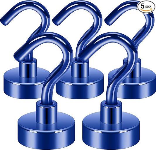 Neosmuk Magnetic Hooks, Cruise Ship Essentials, 30lb+ Heavy Duty Magnetic Hooks for Cruise Cabins, Refrigerator, Grill, Hanging, and Travel | Extra Strong Must-Have Magnet Hook, Navyblue, 5 Pack