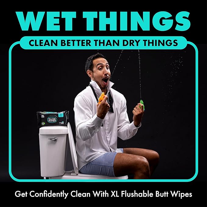 DUDE Wipes Mint Chill Flushable Wipes - Extra-Large Adult Wet Wipes - 6 Pack (288 Count) - Infused with Tea Tree Oil, Vitamin E, and Aloe - Septic and Sewer Safe