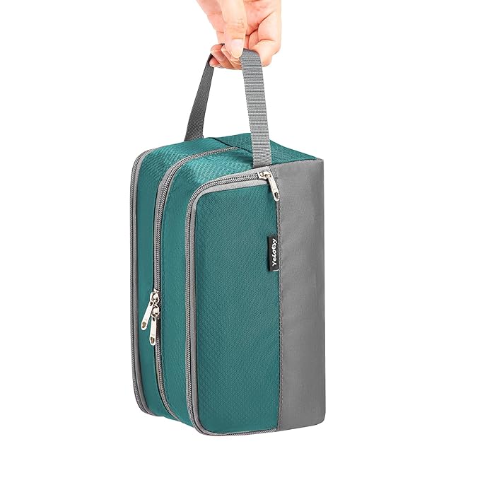 Yeiotsy Boys Toiletry Bag - Kids Travel Dopp Kit with Mesh Pockets, Compact Organizer for Gym, Camping, Hiking (Emerald Green)