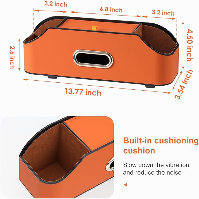 Sancaral Car Rear Backseat Extra Multifunctional Drink Cup Holder Organizers with Tissue Storage Box Organizer & Hooks for Car Seat Back. Orange