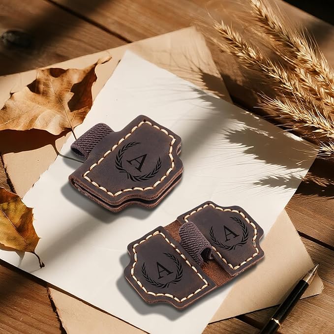 Artlaza Personalized Magnetic Leather Bookmark with Pen Holder - 26 Letters Custom Book Mark with Name Initial Engraved Book Marker for Readers, Book Lovers, Travelers - Gift for Women & Men(Brown，U