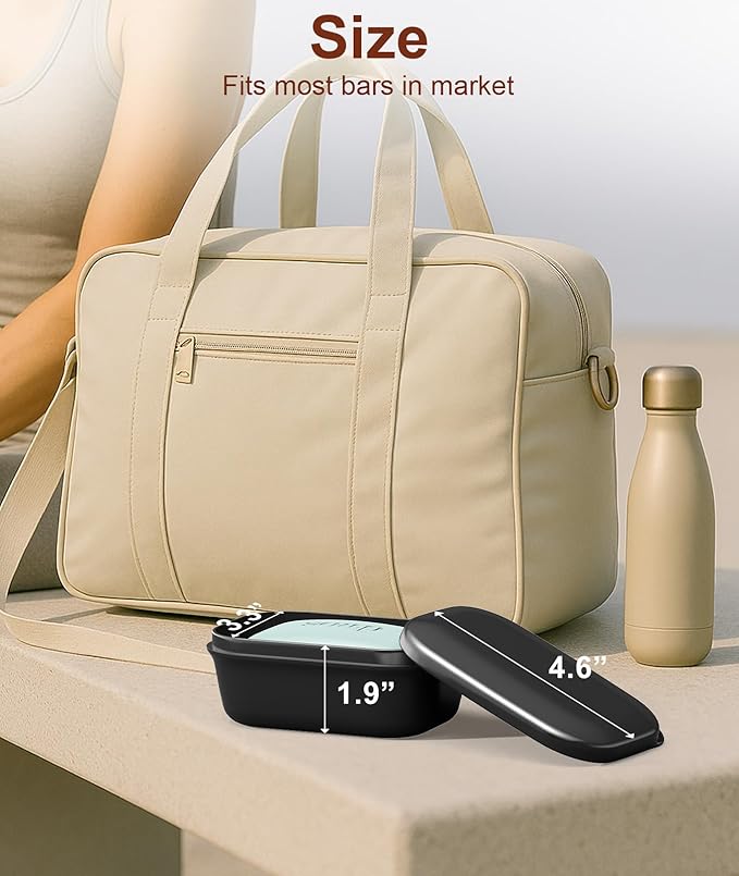 Quatish Leakproof Soap Dish with Lid & Draining Layer, Shatterproof Travel Bar Soap Holder Case Container, Portable Travel Size Toiletries Essentials for Camping, Gym, Bathroom, Black