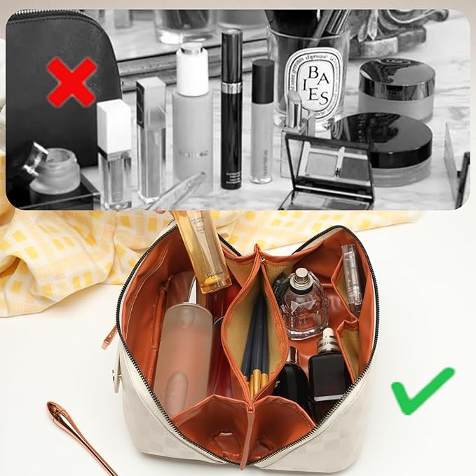 Travel Makeup Bag,Large Capacity Cosmetic Bags for Women,Waterproof Portable Pouch Open Flat Toiletry Bag Pattern Makeup Bag