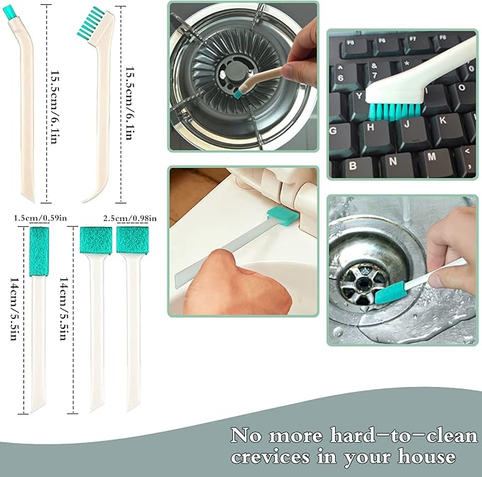 18 Pcs Small Household Cleaning Brushes by ELEMGULY,Deep Detail Crevice Brush Set for Hole, Gap, Corner, Space, Micro Crevice Scrub Cleaner Tool for Bottle, Keyboard, Window, Door Track,2 Sets