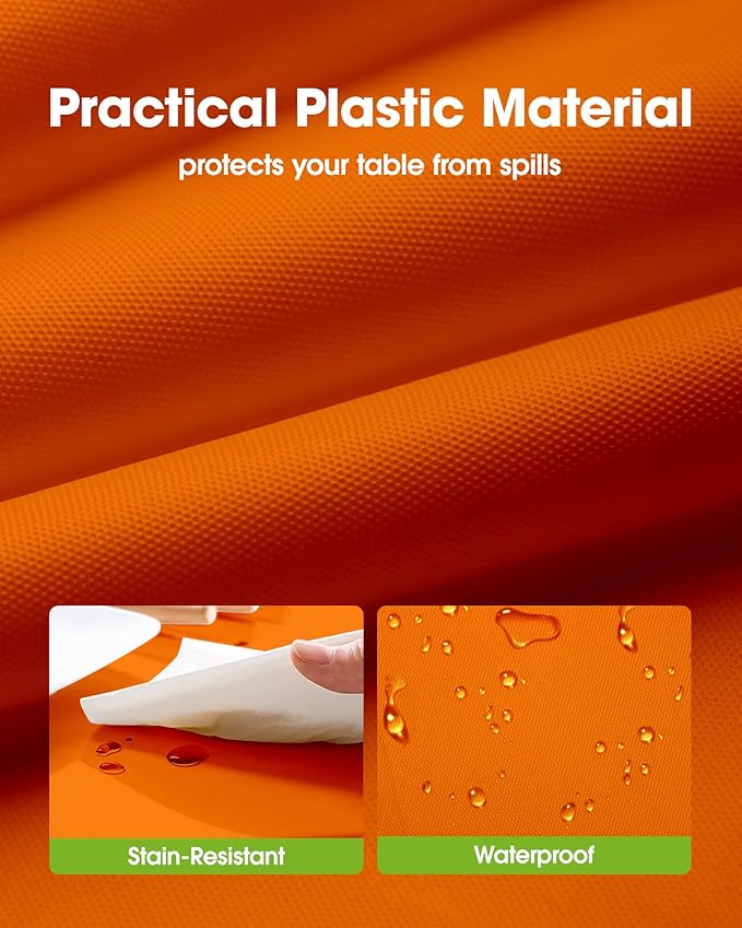 Pureegg Plastic Table Cloth Disposable 10 Pack, 54 x 108 Inch Table Cloths, St Patricks Day, Christmas Decorations, Tablecloths, Rectangle, Forest, Plastic Cover, Leakproof & Sturdy, Orange