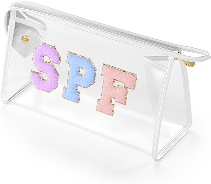 Embla Makeup and Lotion Bag - Waterproof Makeup and Sunscreen Pouch for Travel, Beach, Pool - Clear Zipper Pouch for Sunscreen and Cosmetics Storage, Durable Make Up Organizer for Beach Bag Essentials