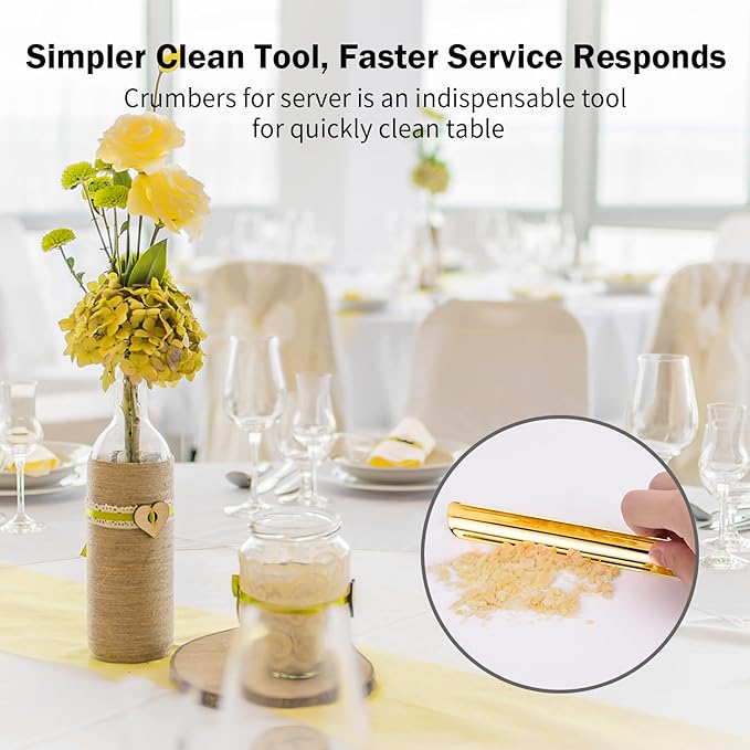 Table Crumb Sweepers, Crumbers for Servers, Bread Crumber Cleaner Stainless Steel Table Crumbers for Tablecloth in Restaurants and Homes, Servers, Waiters, Waitresses Tool Accessories (5 PACK, Gold)