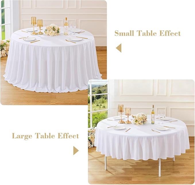 4 Pack White Round Tablecloths 60in White Round Table Cloth for Wedding Birthday Party Bridal Shower Reusable Washable Polyester Circle Table Cover for Kitchen Dining Buffet Cake Banquet Decorations