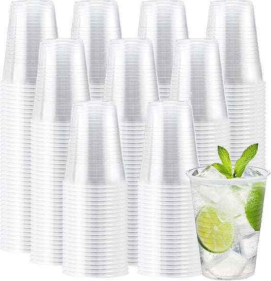 Lamosi 600 Pack 9 oz Clear Plastic Cups, Plastic Disposable Cups, Cold Drinking Water cups for Party, Wedding, Travel, BBQ, Picnic, Event