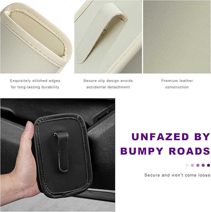 2 PCS Large Car Door Cup Holders, Clip On Beverage Drink Holder Vehicle Door Storage Organizer, Scratch-Resistant Leather Water Bottle Hanging Holder for SUV Sedan Truck (White)