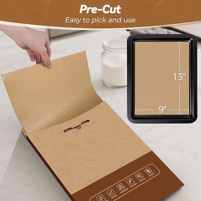 360 Count 9"x 13" Heavy Duty Parchment Paper Sheets for Baking, No-Stick & No-Leak Unbleached Baking Paper, Pre-cut Half Parchment Paper Sheets for Oven, Air Fryer, Microwave