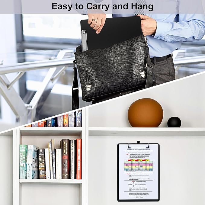 ZCZN Metal Clipboards, 10 Pack Heavy Duty Aluminum Clipboards 12 x 9 Inches, A4 Letter Sizer Document Holder with Low Profile Clip, Suitable for School, Office, Jobsite or Medical Staff, Black