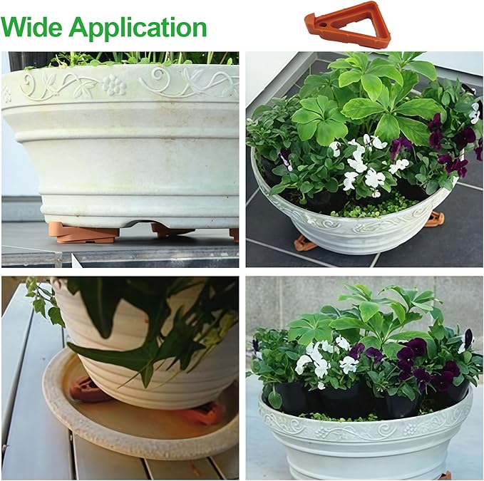 YFANITI 24Pcs Plant Pot Feet & Risers -Planter Feet for Outdoor Pots,Plant Risers for Pots Outdoor,Pot Feets for Indoor Outdoor Planters & Gardening Plant Container (Brick-red)
