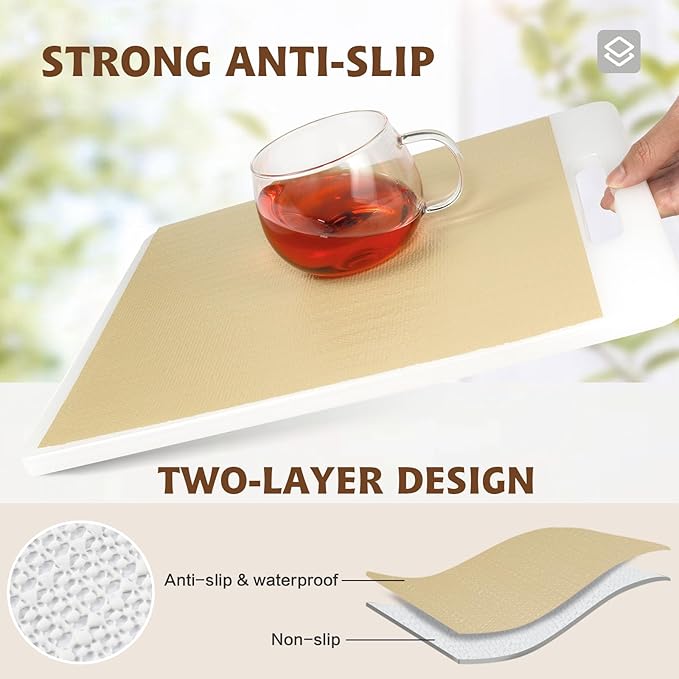 Shelf Liners for Kitchen Cabinets 12in x 20FT, Non Adhesive Drawer Liner Pure Beige Thickened Shelf Liner Non-Slip Easy to Clean for Tool Box Refrigerator with Knife and Tape Measure