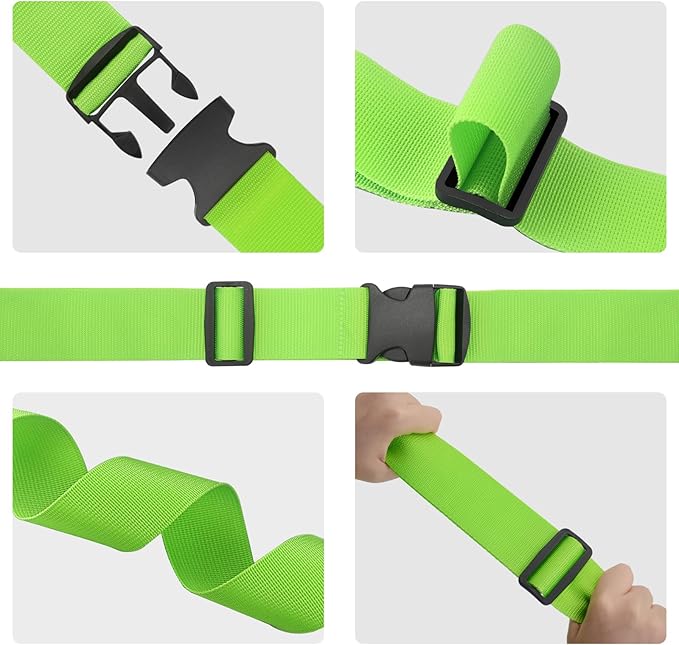BILIONE 8 Pcs Luggage Straps, 79" Long Belts Keep Suitcase Secure While Traveling, TSA Approved Add a Bag Premium Accessory for Travel Bag Closure (8 Pcs Green)
