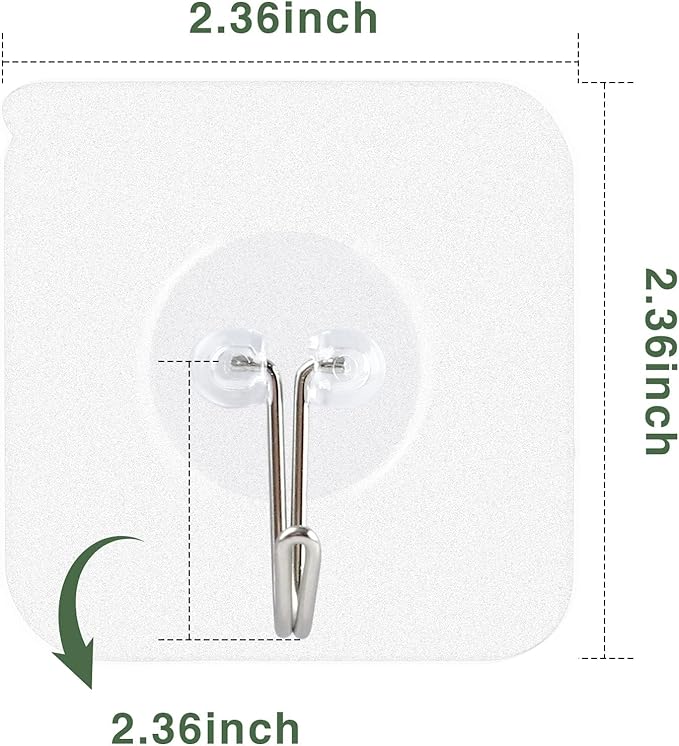 AROIC Adhesive Hooks for Hanging, 40 Packs Hook Heavy Duty Self Adhesive Wall Hooks 20 lbs / 9 kg (Max), Removable, Waterproof Hook for Bedroom Kitchen Bathroom