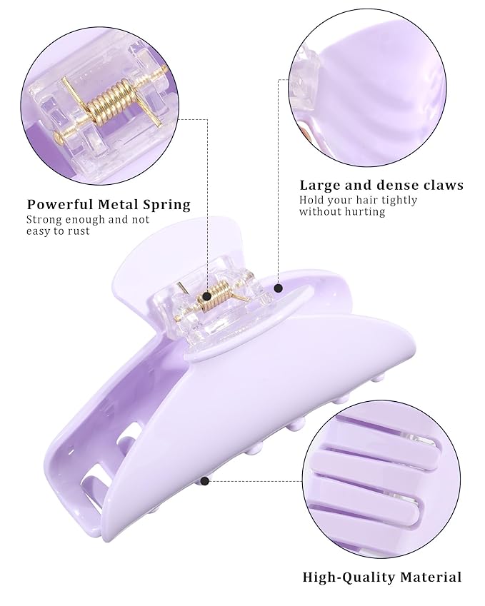 4Pcs Large Acrylic Hair Claw Clips - Strong Hold Thick Hair Banana Barrettes for Women Girls (Hair Clips, Banana