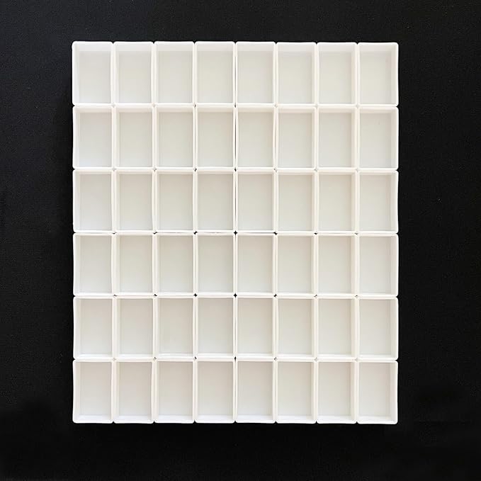 48Pcs Empty Watercolor Paint Pans – Full Pans, 3ml White Plastic Pans for Metal Watercolor Tins, Perfect for DIY Custom Palette, Repacking Solid & Homemade Watercolors