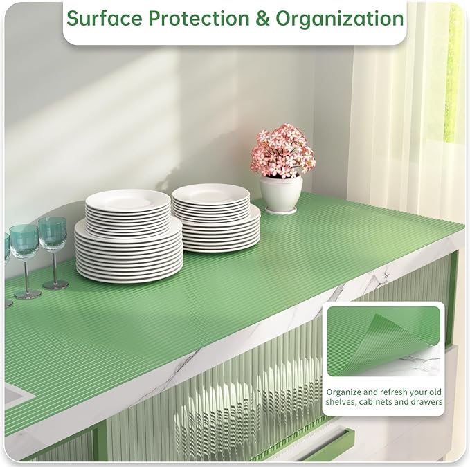 Shelf and Drawer Liner for Kitchen Cabinet, Non-Adhesive 12in x 120in Waterproof Durable Thickened EVA Material Easy-to-Cut Contact Paper Non Slip Mat for Refrigerator, Cupboard, Dresser