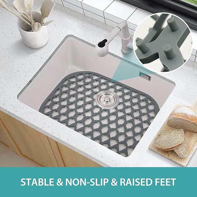 Sink Protectors for Kitchen Sink, Kitchen Sink Accessory - Silicone Mats Grid for Stainless Steel Strainer Bottom of Farmhouse Porcelain sinks (13”x11”, 2 Packs)