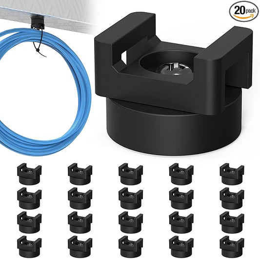 20Pcs Magnetic Zip Tie Mount Heavy Duty Magnetic Cable Zip Tie Base, Tie Mounts, Magnetism Wire Clamps, Magnet Zip Ties Holders, Zip Tie Organizer Magnet Wire Management Clips
