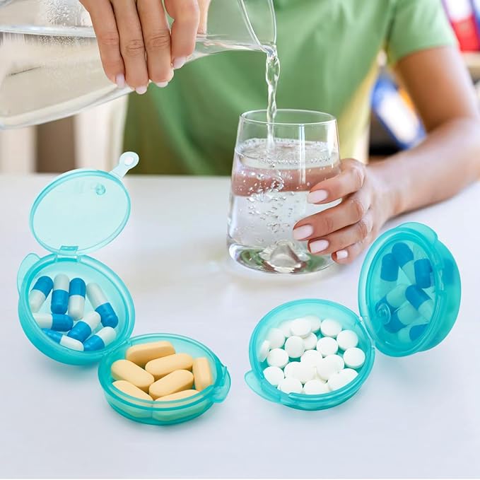 Small Pill Case for Purse Pocket (6 Pack), Double-Layer Pill Box, Portable Medicine Organizer Travel Pillbox, Cute Pill Container Holder,Multifunctional Mini Storage Box (Green)