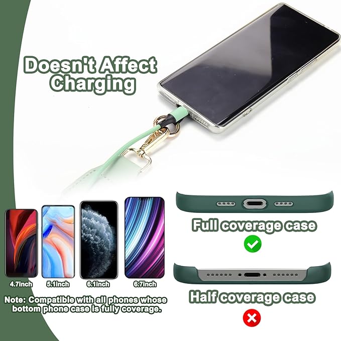 XANGNIER Clip and Go Strap for Phone with Wallet Crossbody, Phone Strap with Zippered Wallet, Adjustable Anti-Theft Cellphone Lanyard for Women, Cellphone Chain Accessories Green