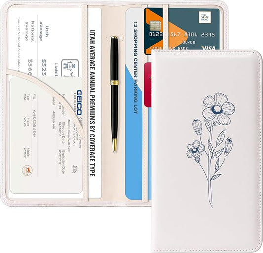 CoBak Car Registration and Insurance Holder - Vehicle Glove Box Car Organizer,Auto Truck Comparment Accessories Case with Magnetic Closure for Essential Document,Driver License,Cards