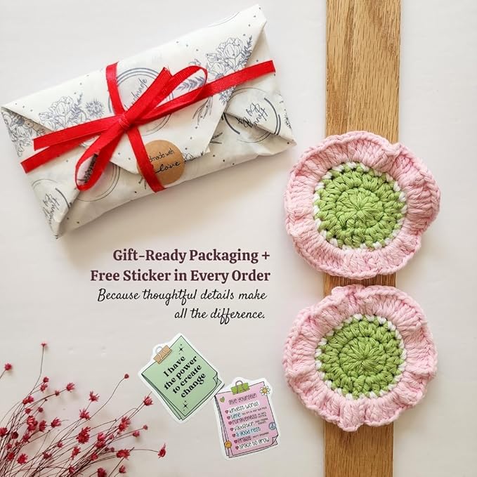Cotton Crotchet Ruffled Flower Coaster Set (Blush Garden)