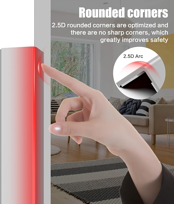 Frychee Wall Corner Protector, Walls Edge Protector, Self-Adhesive Wall Corner Guards, PVC Double-Sided Edge Protector, Furniture Stairs Guard (Gray 2PCS 120cm/47.2in)